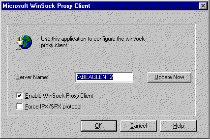 Winsock Client Proxy Control Panel